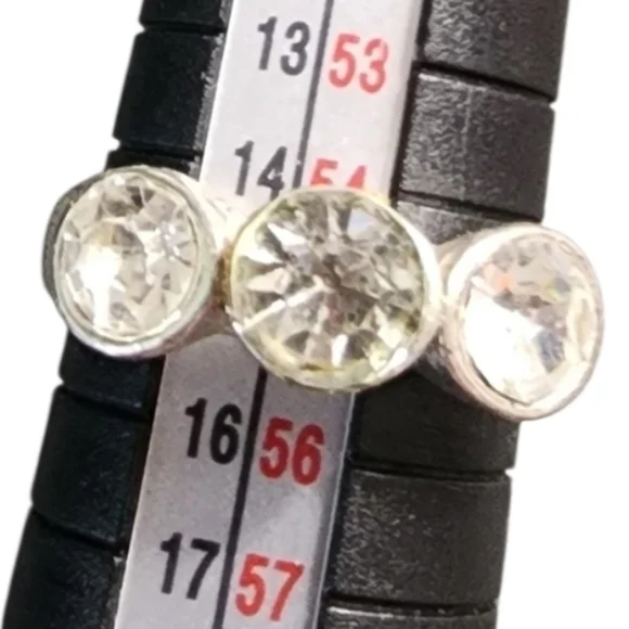 Silvertone Triple Stone Ring - Picture 1 of 4